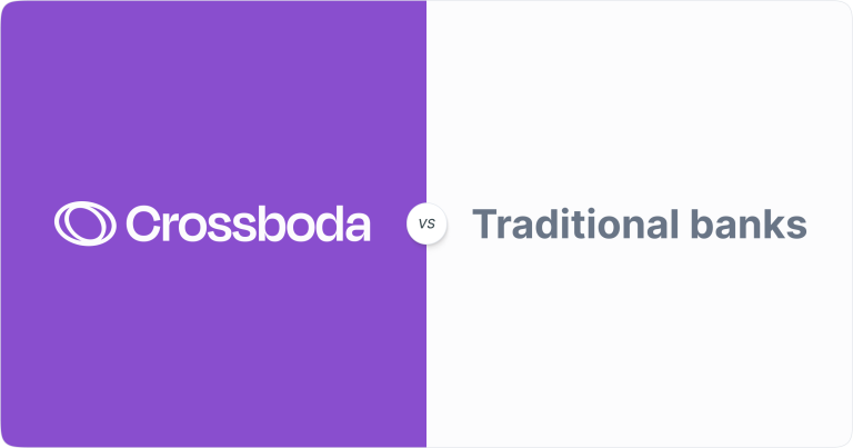 Graphic comparison between Crossboda and Traditional Banks for cross-border payments.