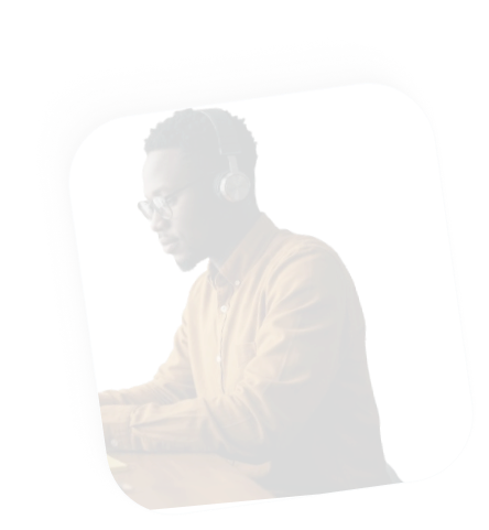 African man pressing phone and happy