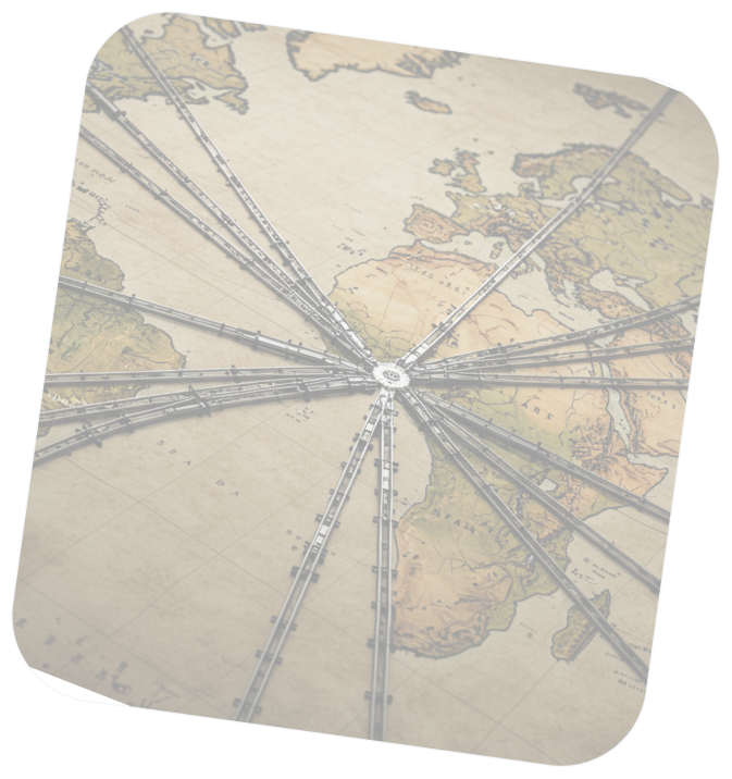 map of the world with rails on it